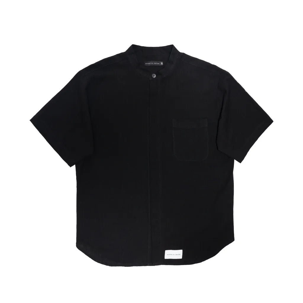ATTN | Ban Collar Shirt Black
