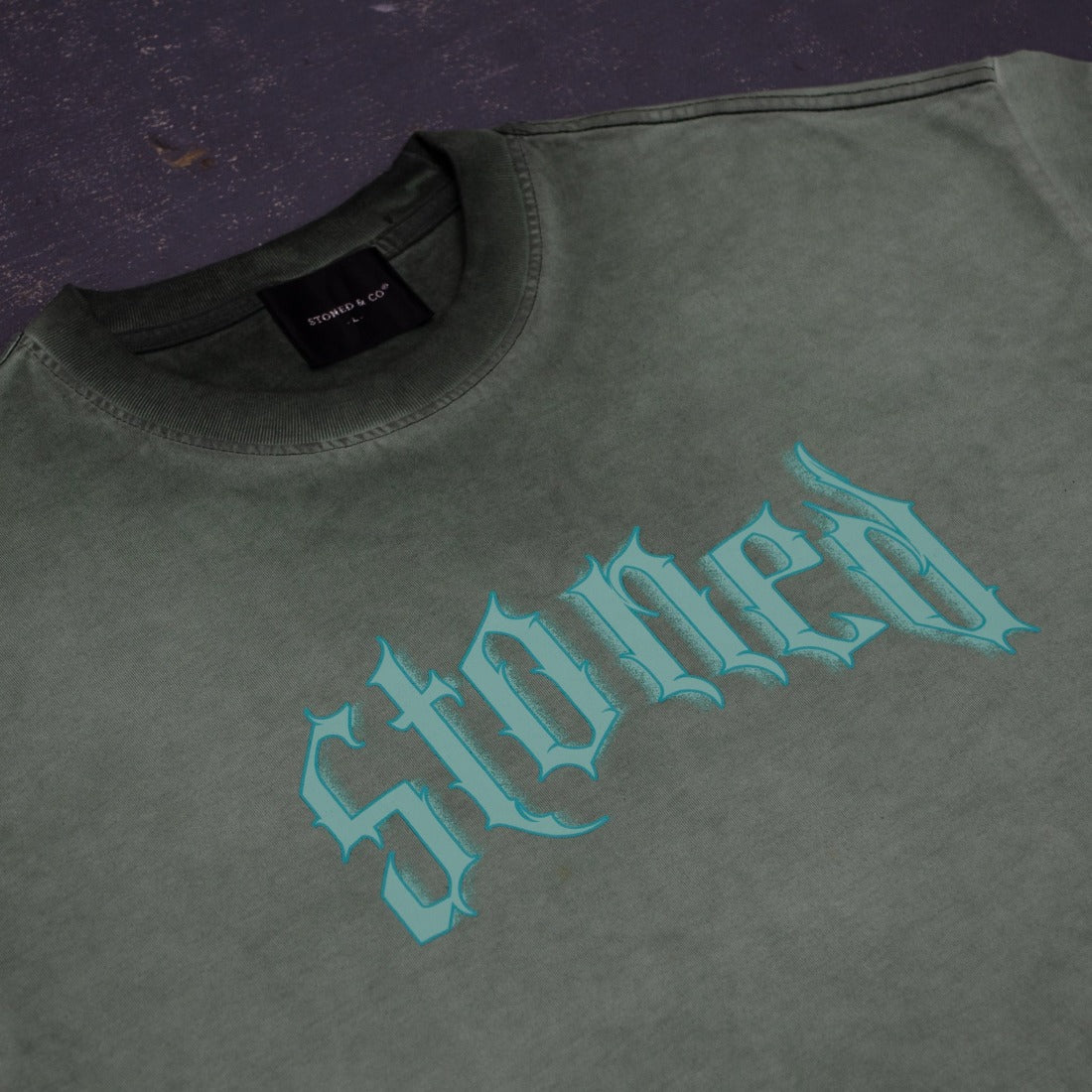 Stoned | Blessed Logo Washed Tee Green