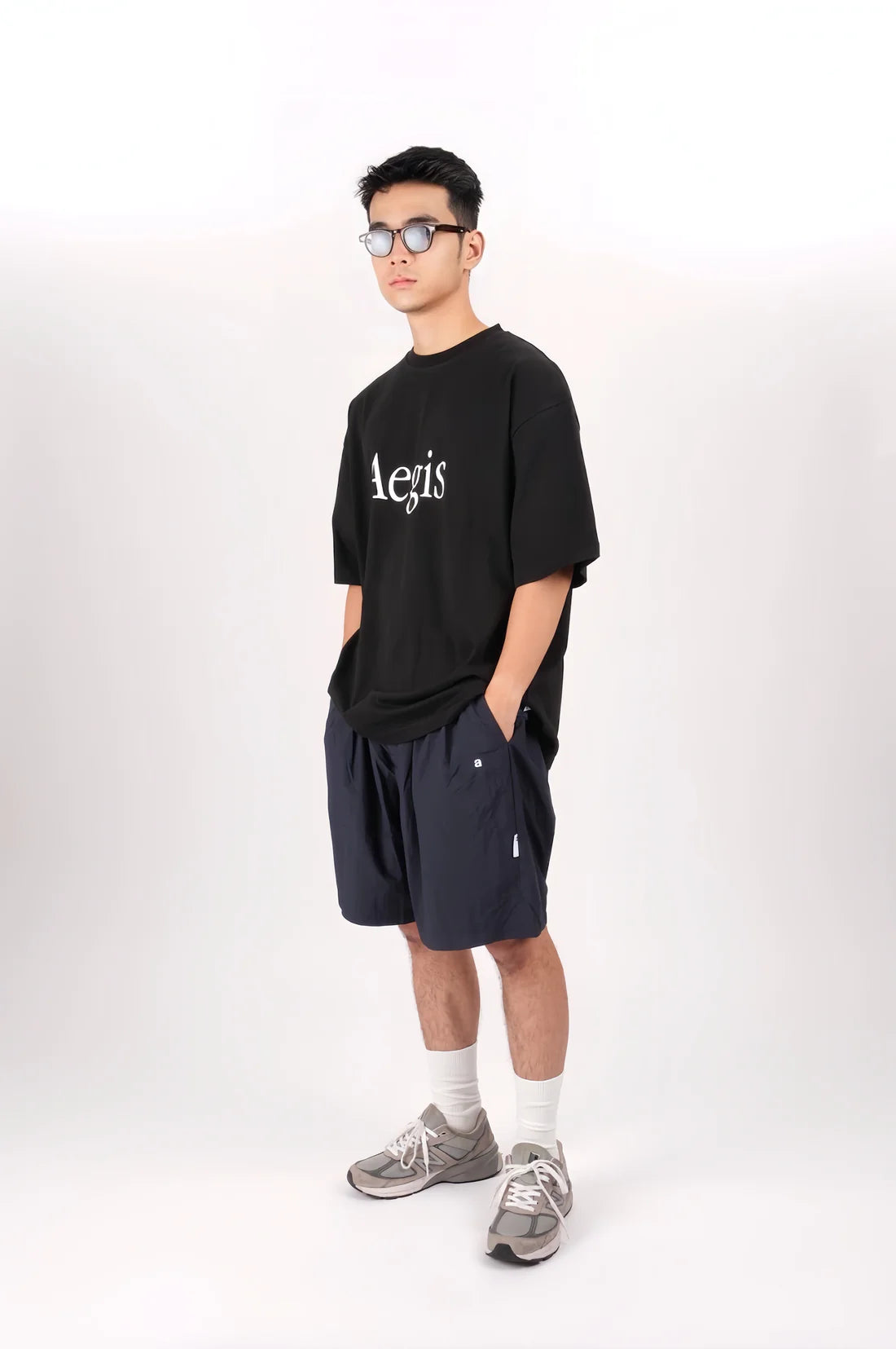 Aegis | Wide Nylon Shorts Navy