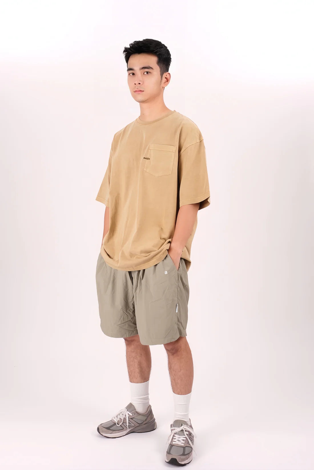 Aegis | Wide Nylon Shorts Sage Green