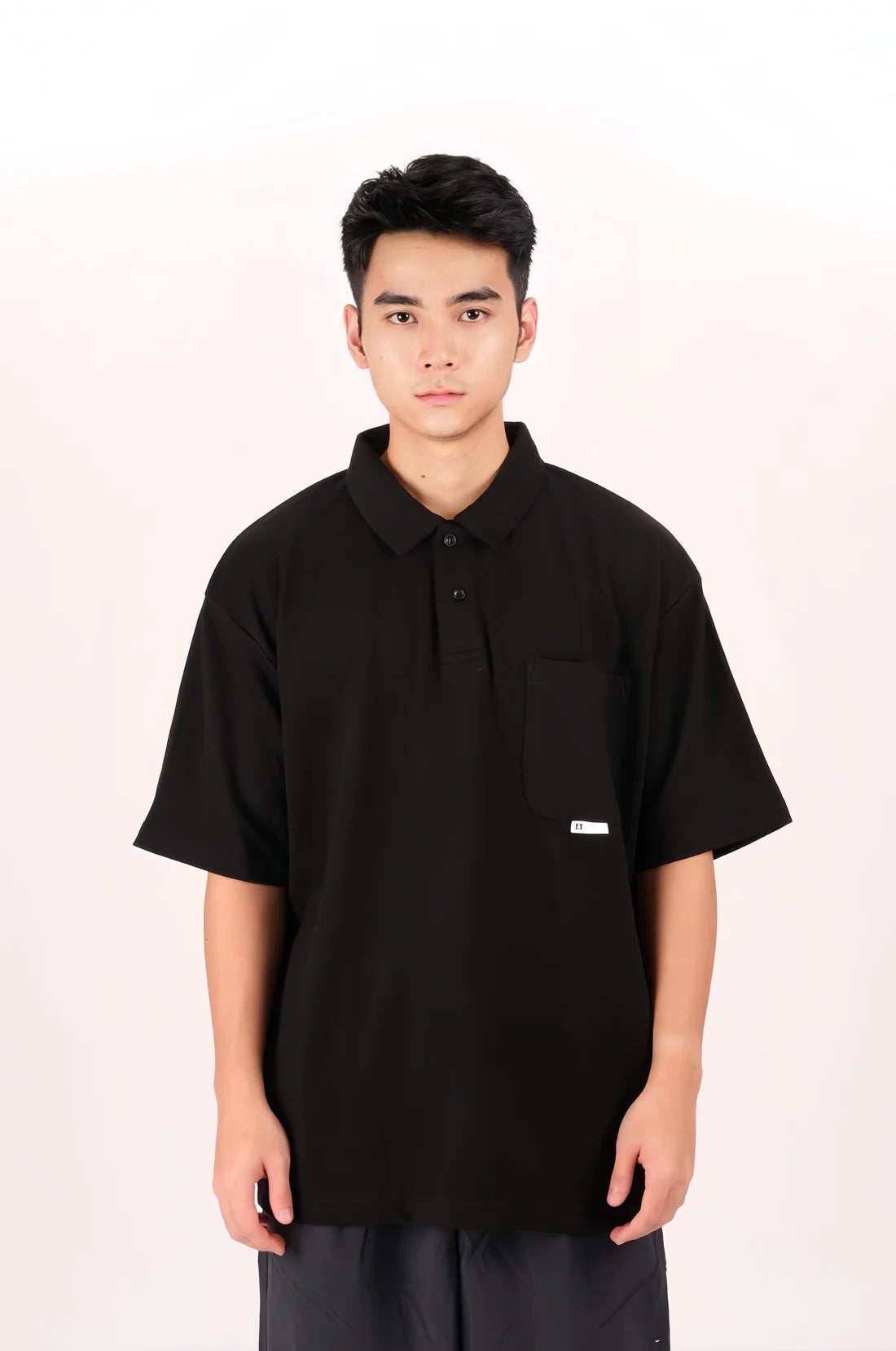 Aegis | Oversized Polo Tee Black