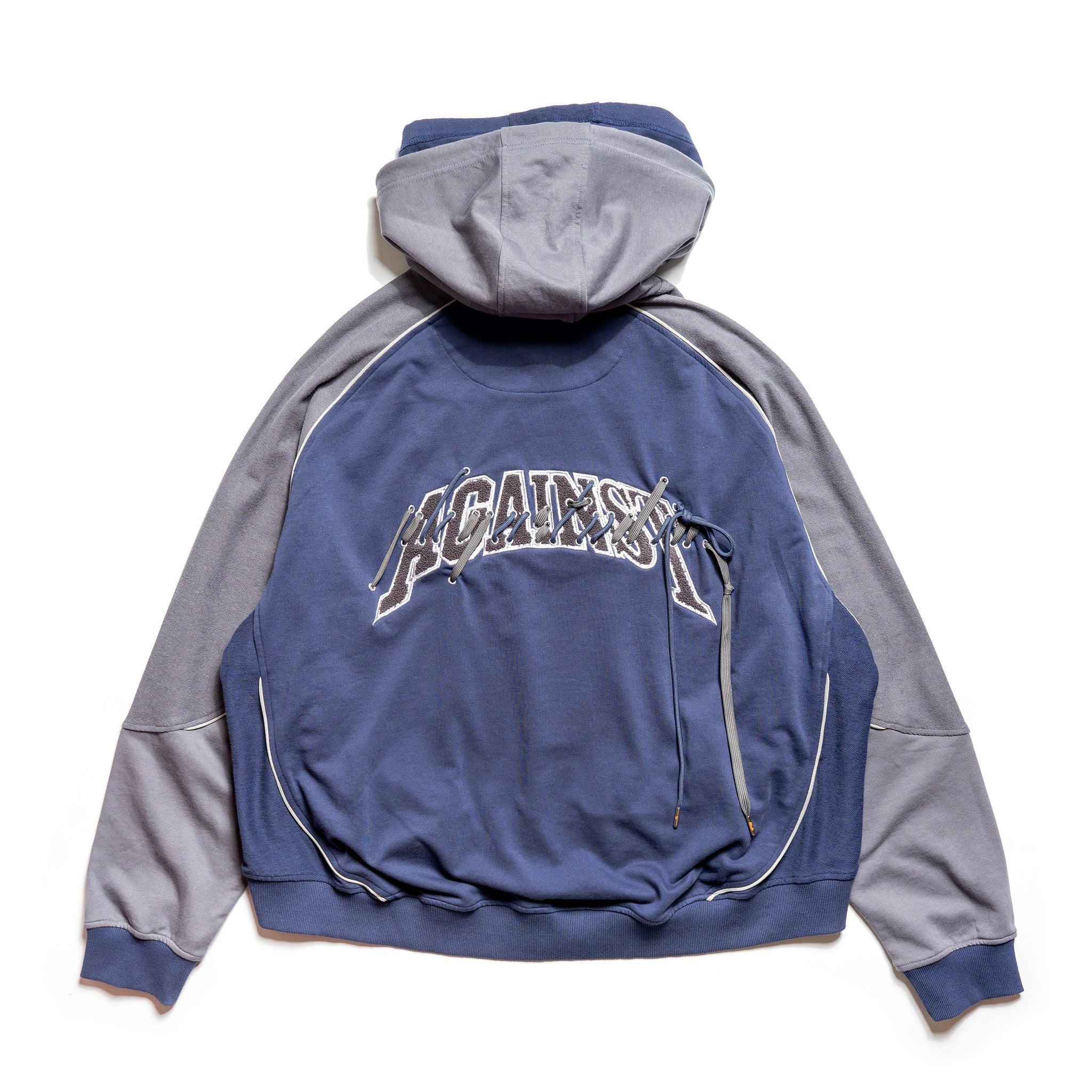 Against Lab | abp. Double Hood Hoodie Navy/Grey !