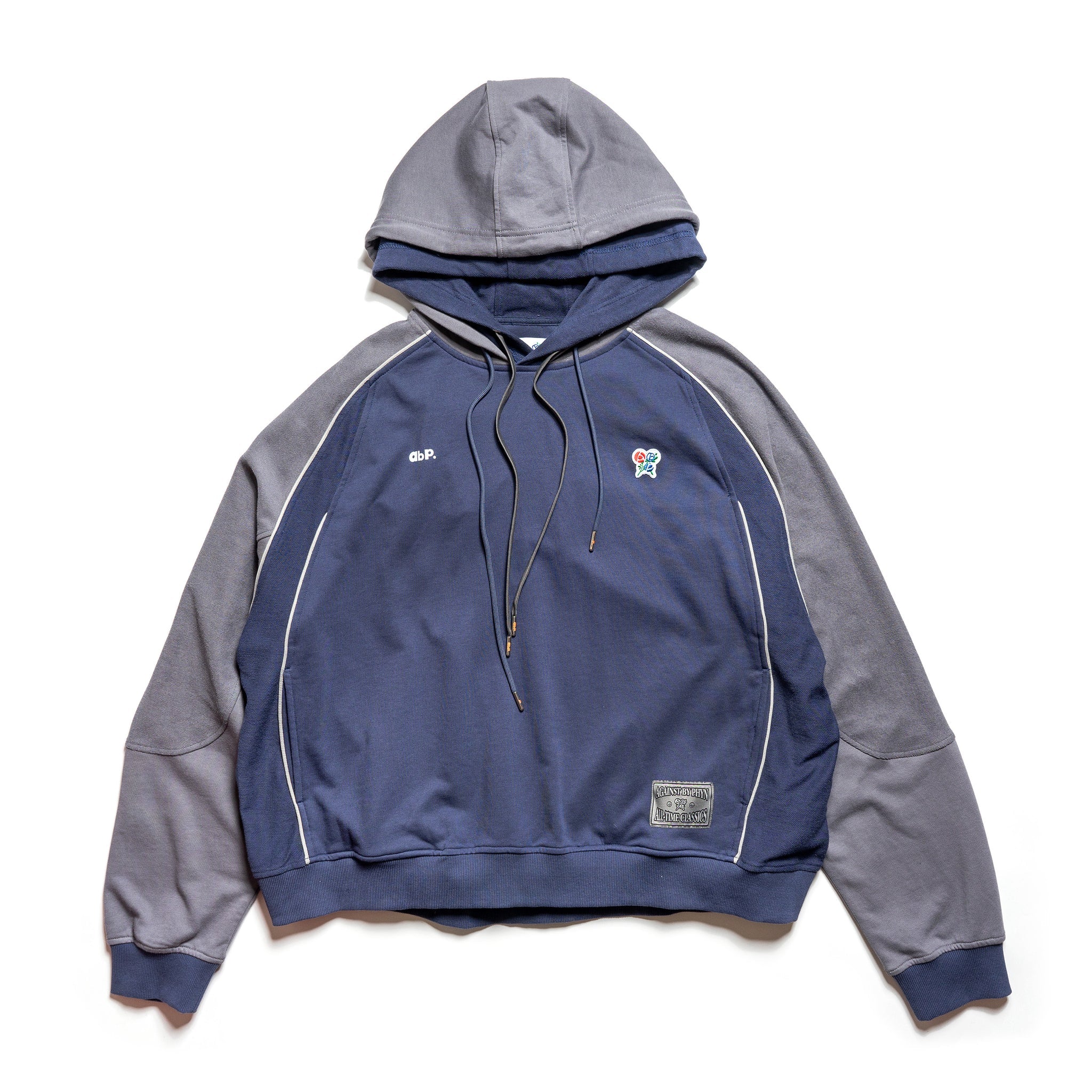 Against Lab | abp. Double Hood Hoodie Navy/Grey