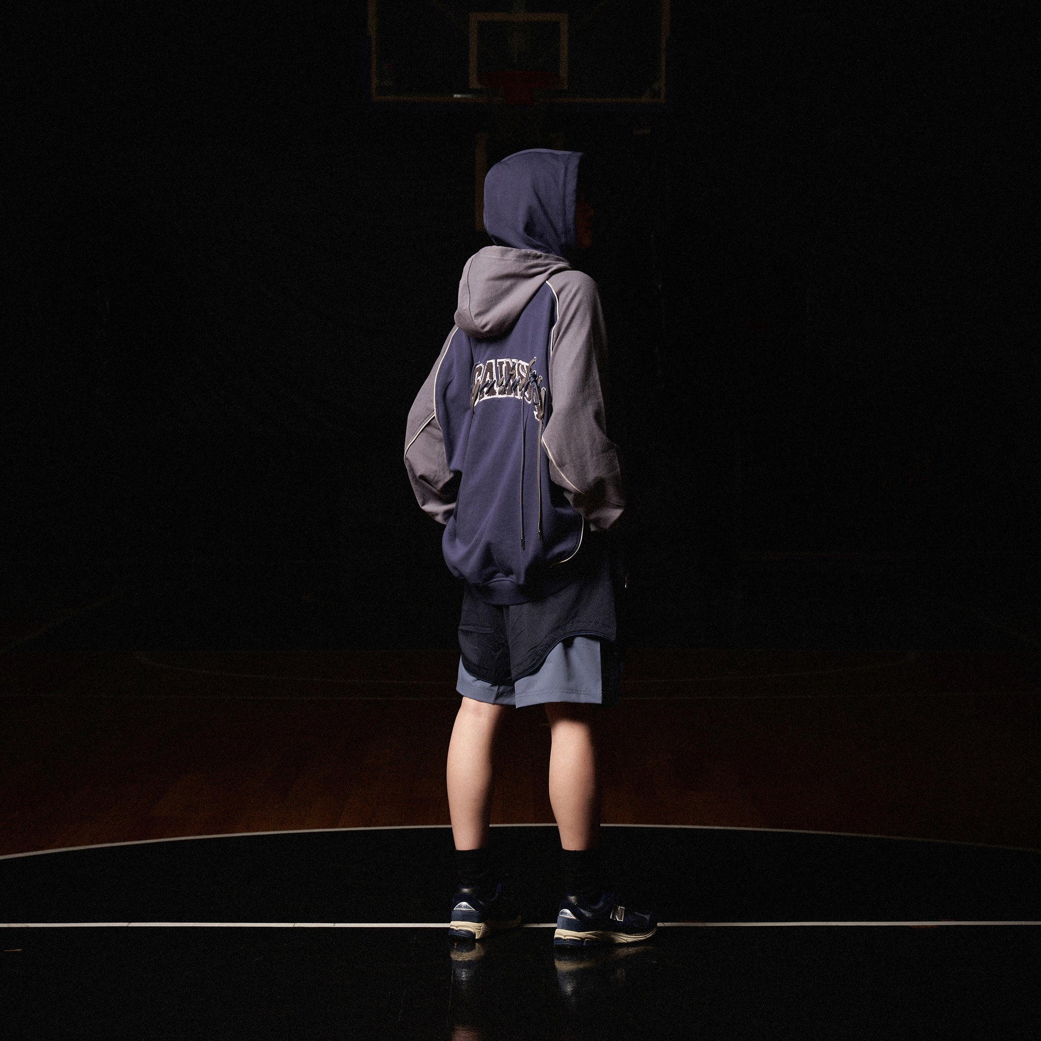 Against Lab | abp. Double Hood Hoodie Navy/Grey
