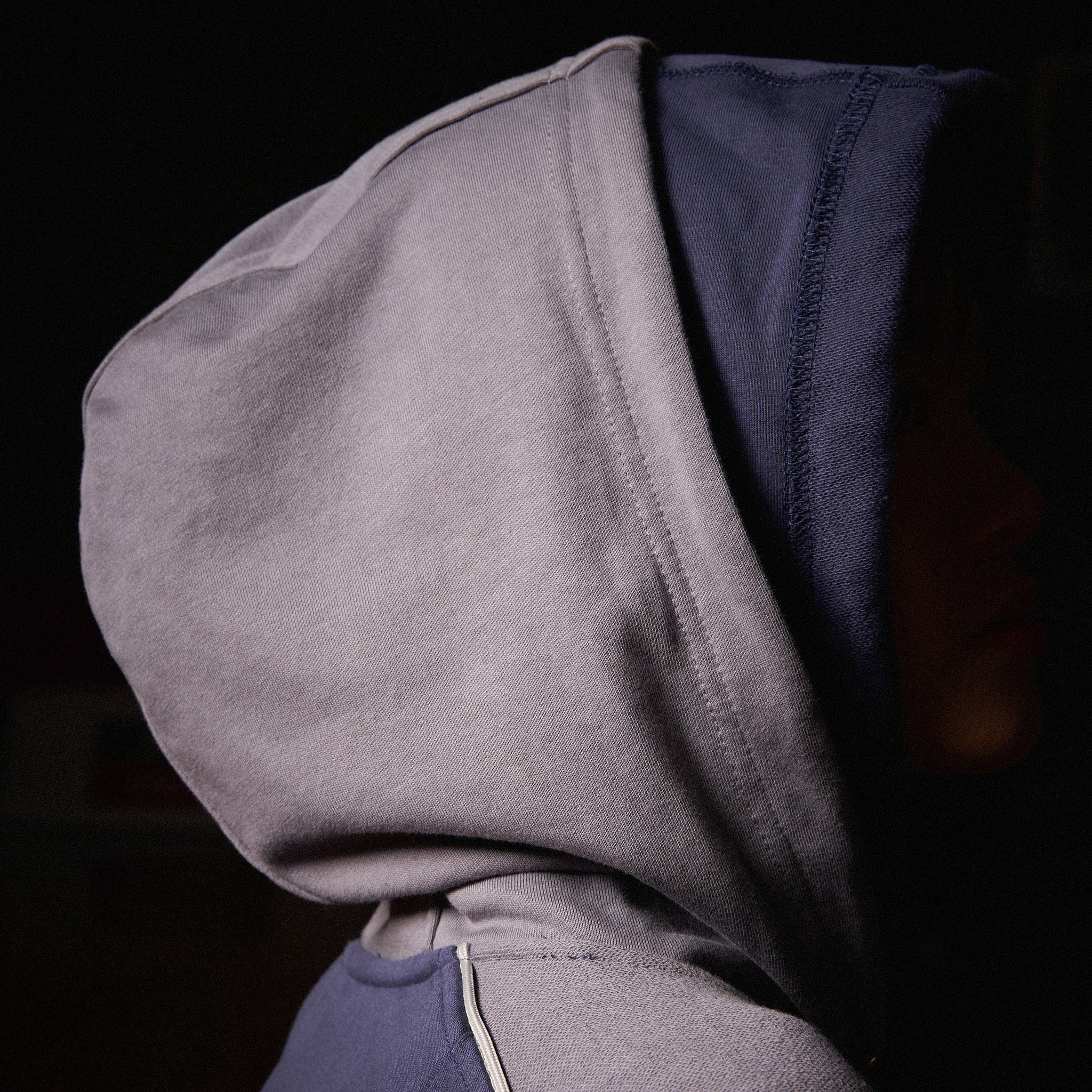 Against Lab | abp. Double Hood Hoodie Navy/Grey !