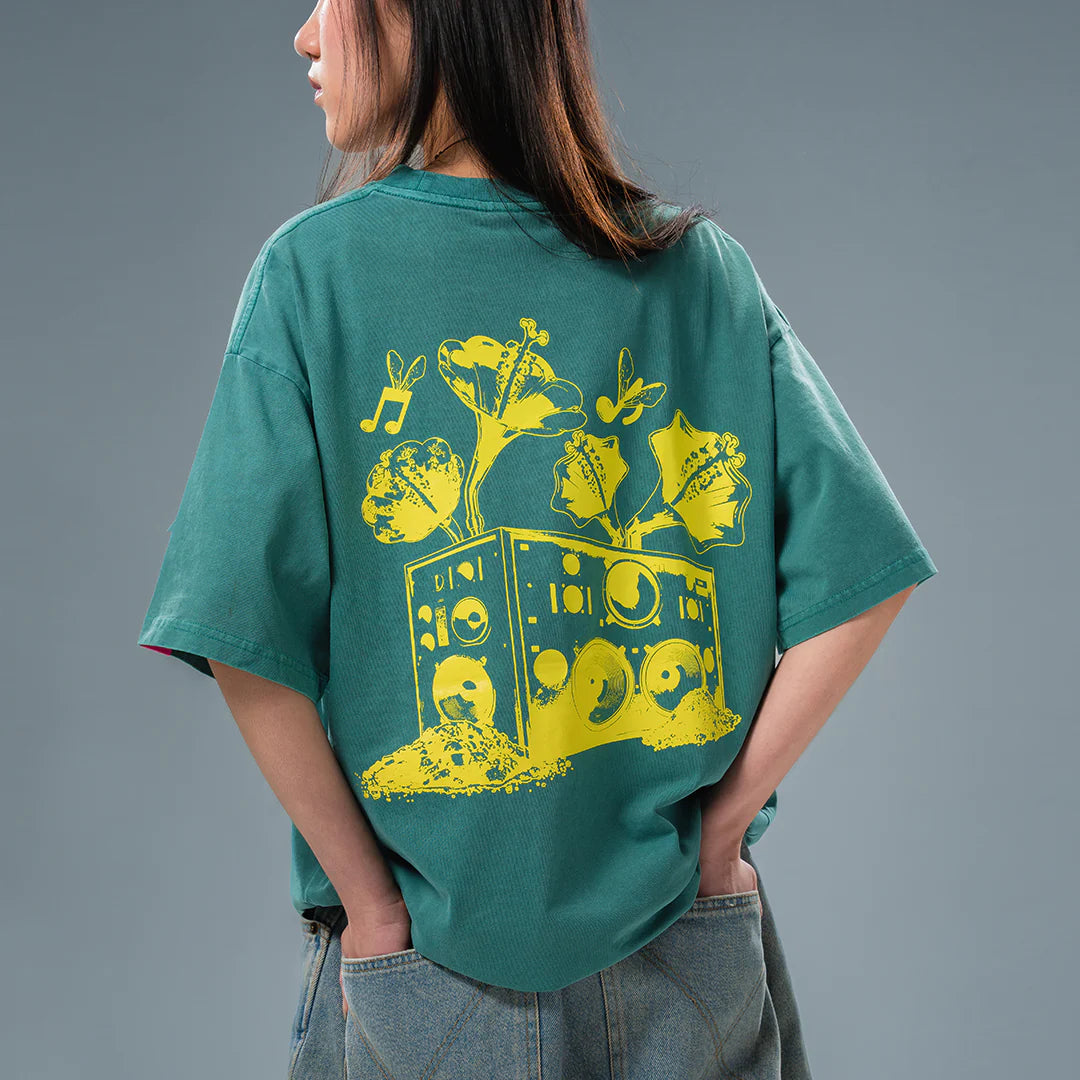 Against Lab | Washed Sound System Tee Green