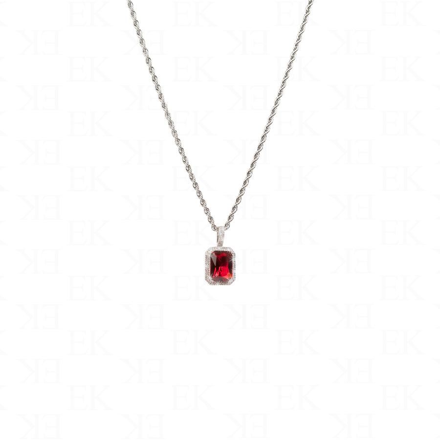 EK | Red Sapphire Necklace Silver