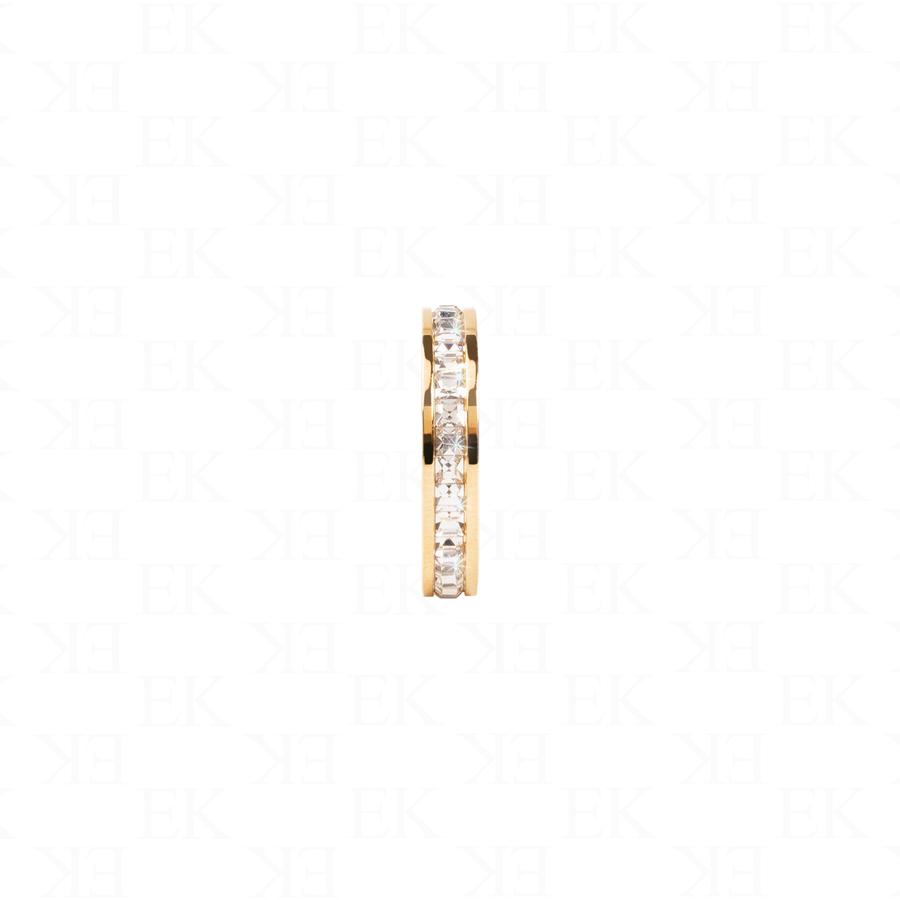 Single Iced Out Band Ring Gold