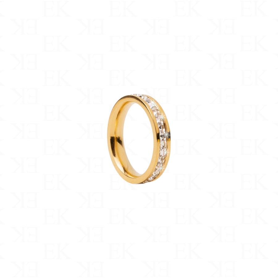 Single Iced Out Band Ring Gold