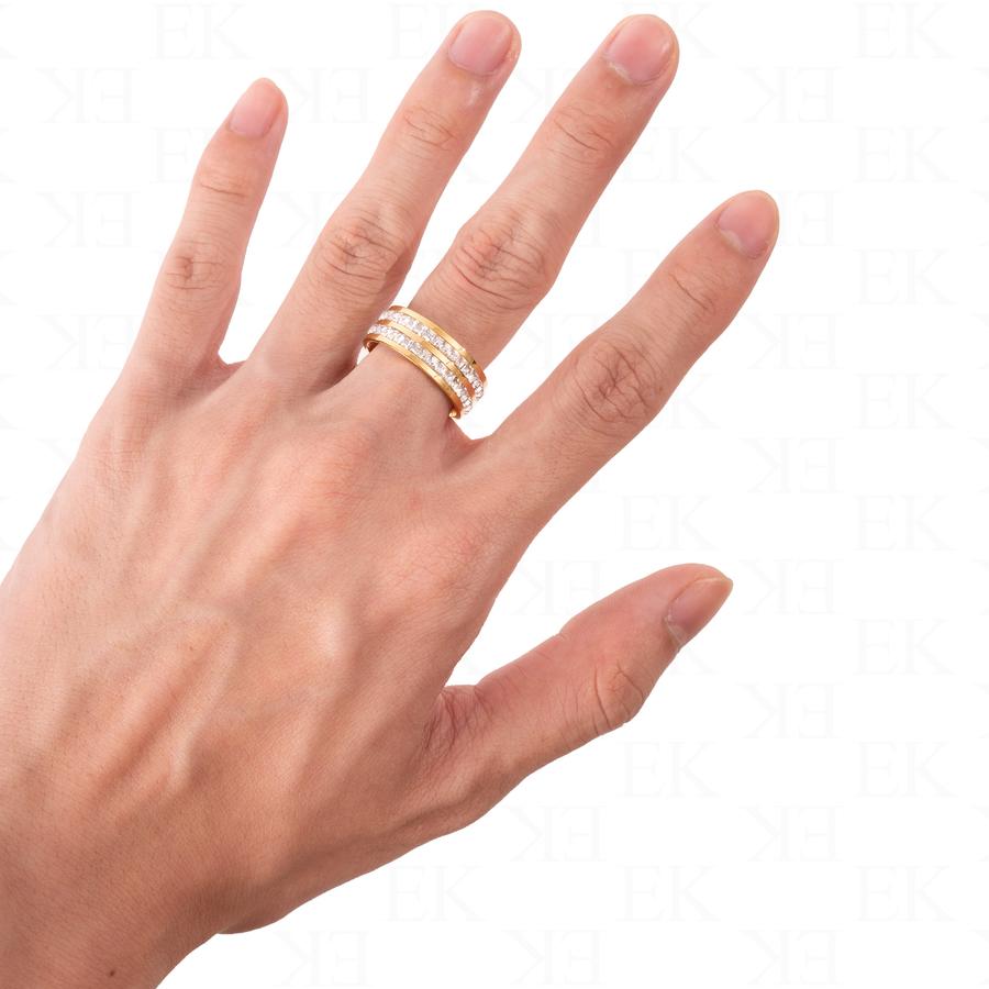 EK | Double Iced Out Band Ring Gold