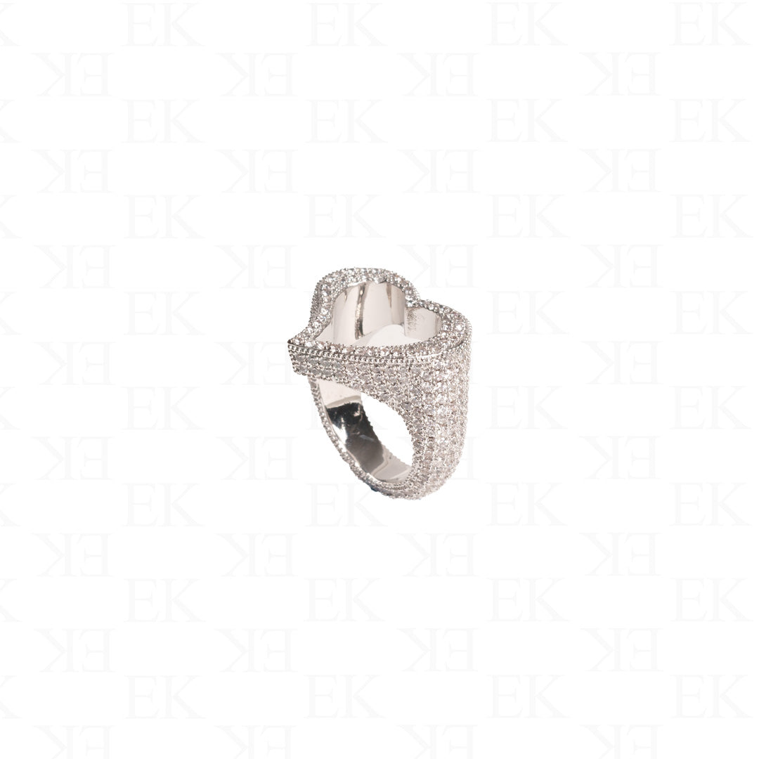 Heart Ring Iced Out Silver