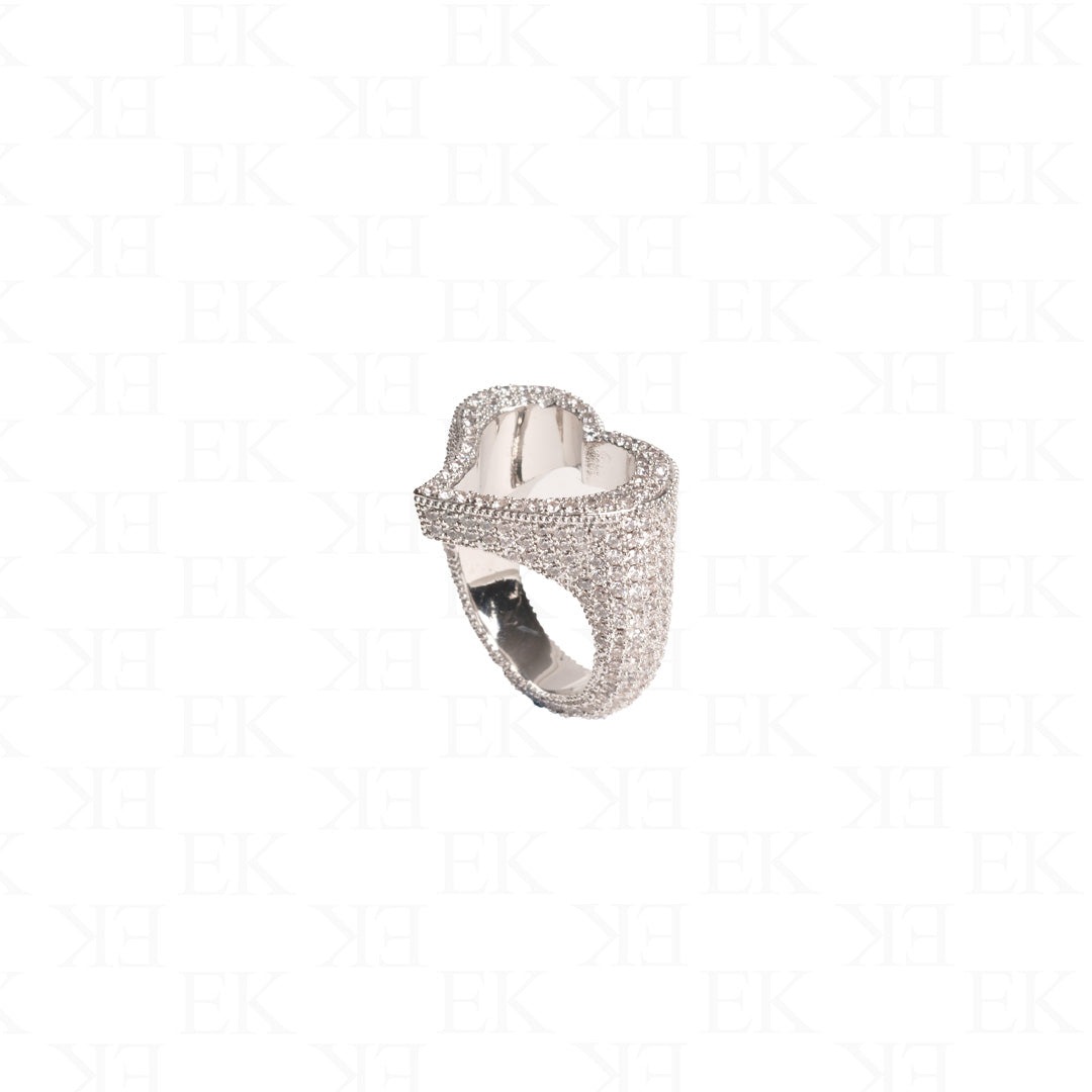 EK | Heart Ring Iced Out Silver