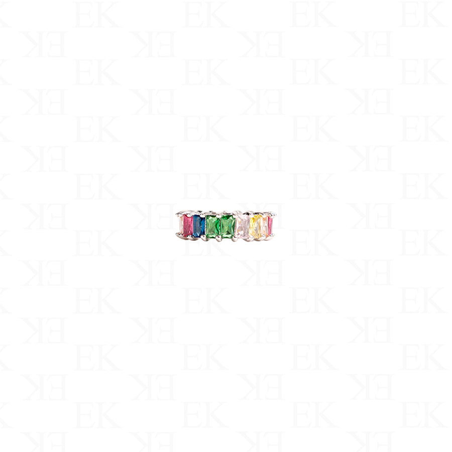 EK | Mini Baguette Rainbow Ring Silver