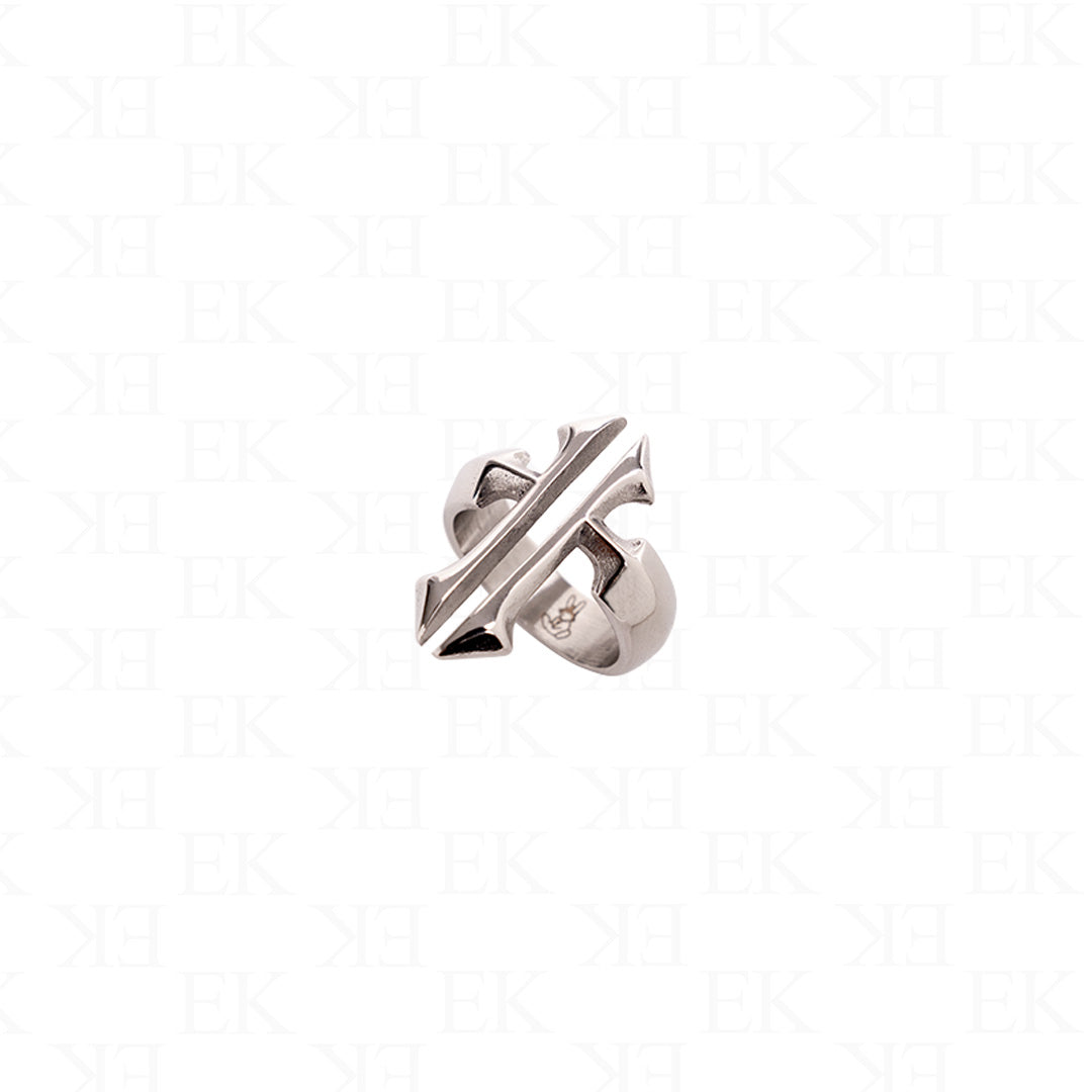 EK | T Cross Ring Silver