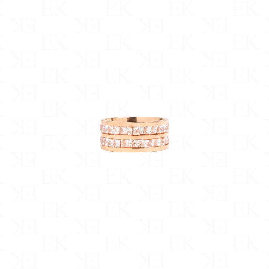 Double Iced Out Band Rose Gold