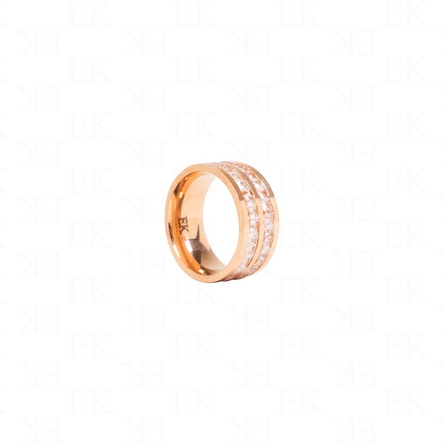 Double Iced Out Band Rose Gold