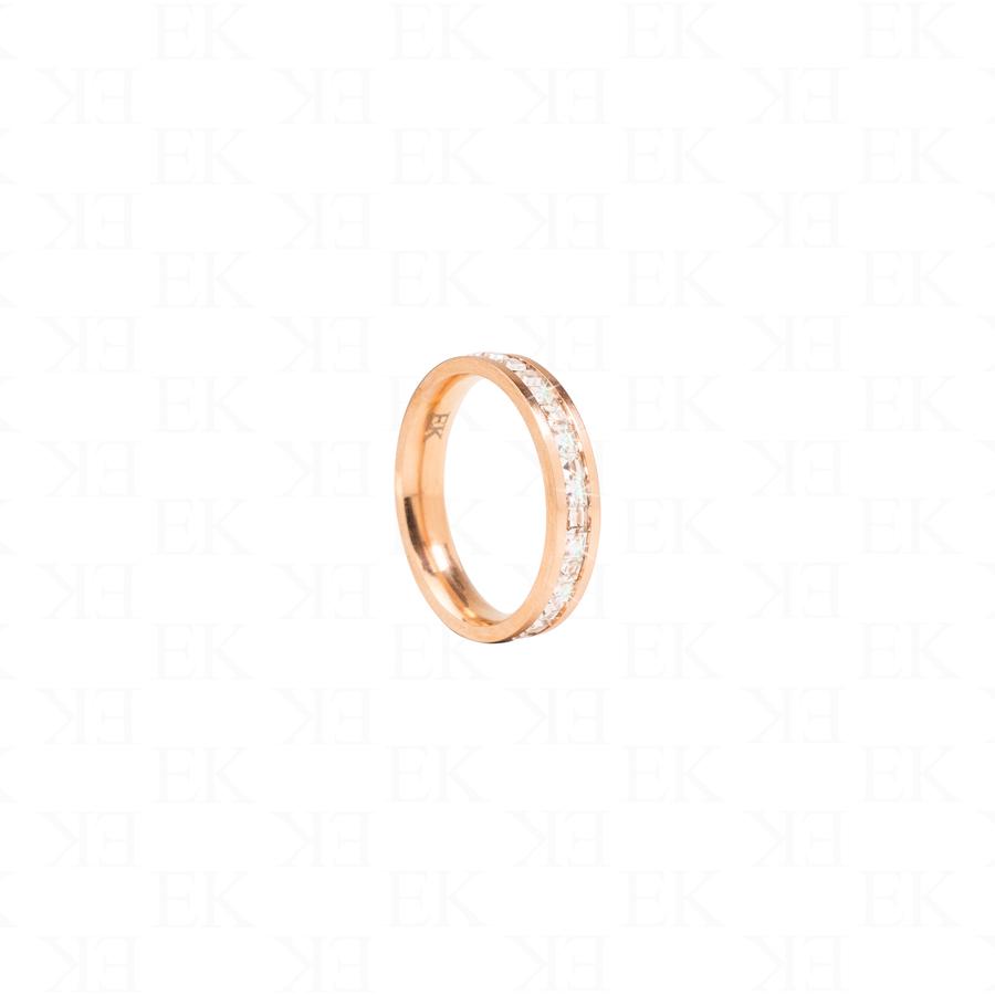 Single Iced Out Band Rose Gold