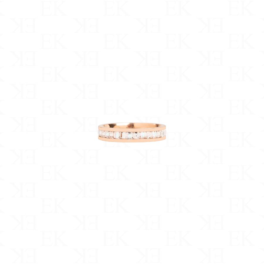 Single Iced Out Band Rose Gold