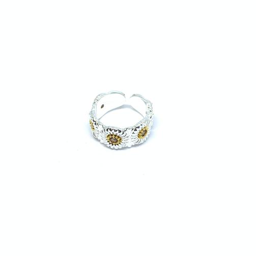 Iced Out Sunflower Ring Silver