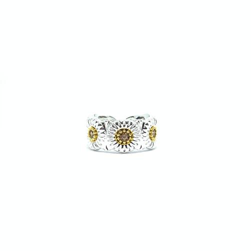 Iced Out Sunflower Ring Silver