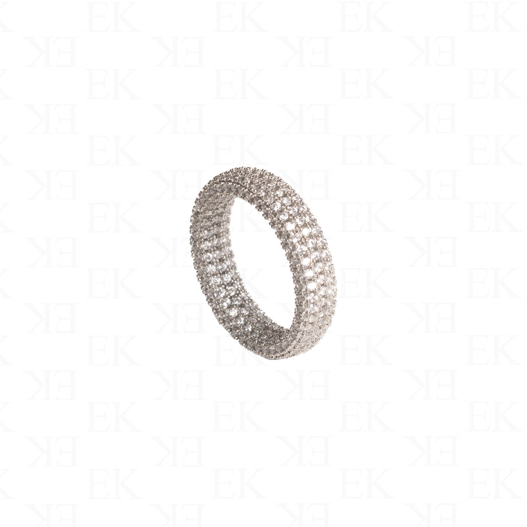 EK | Full Link Iced Out Ring Silver