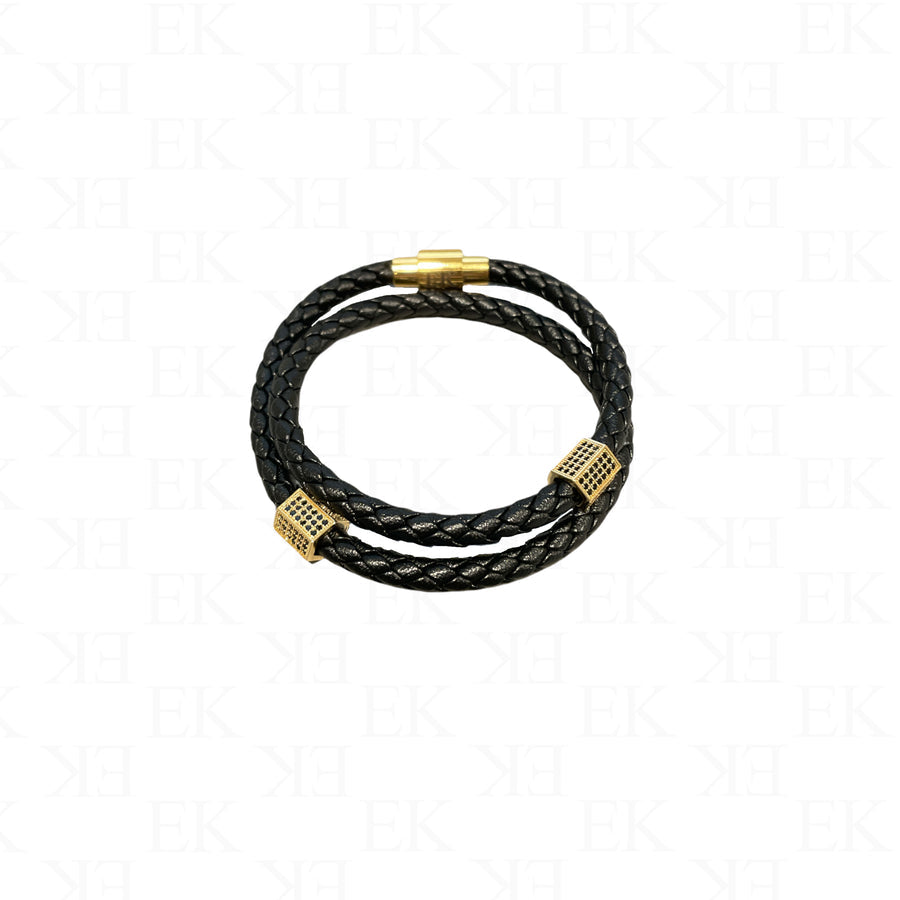 Two Braided Leather Gold