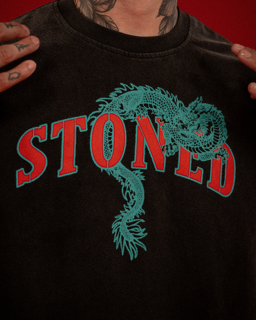 Stoned | Rising Naga Sky High Washed Tee Black