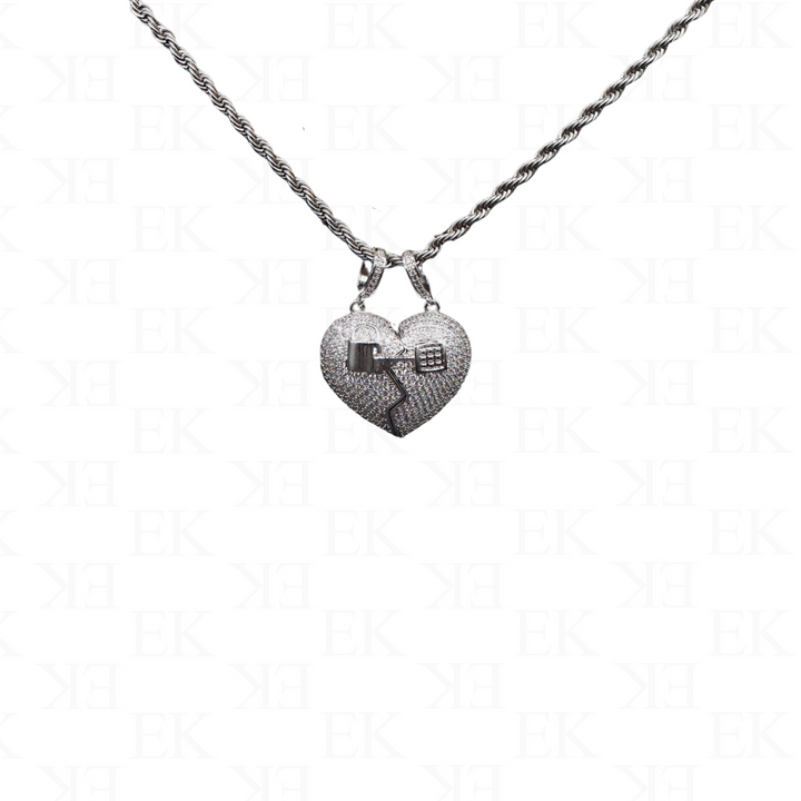 EK | Couple Heart Pendant Necklace Silver