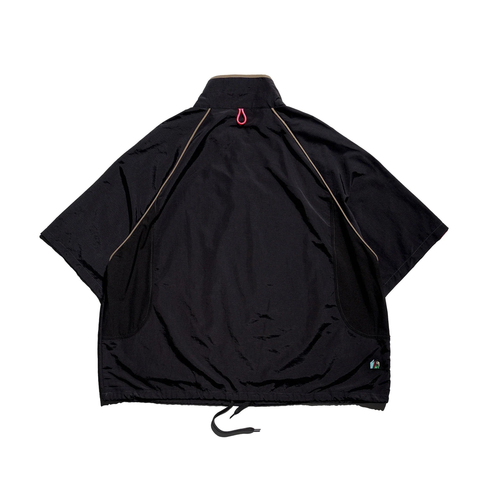Against Lab | Oversized Half Snap Pullover Shirt Black