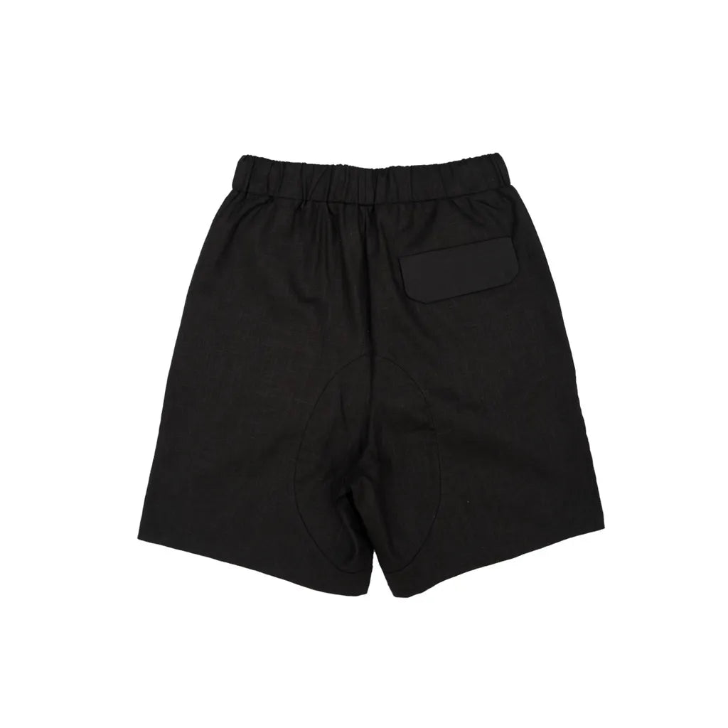 ATTN | Cotton Linen Patch Pocket Shorts Black
