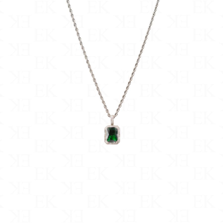 EK | Dark Green Sapphire Necklace Silver