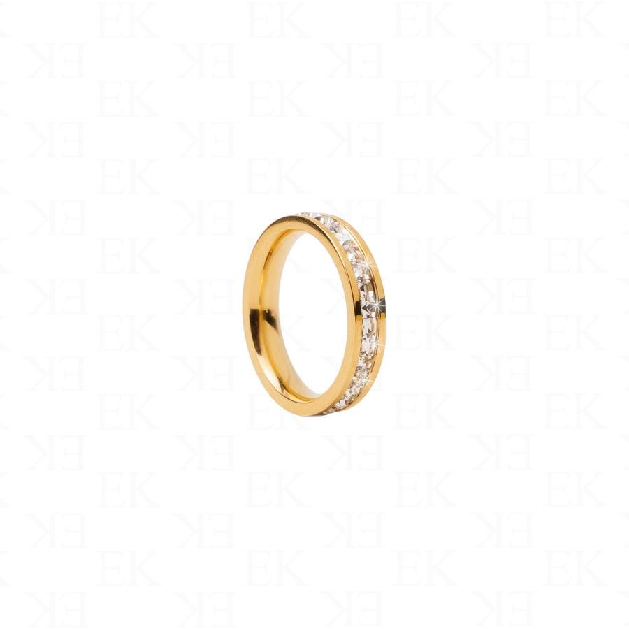 EK | Single Iced Out Band Ring Gold