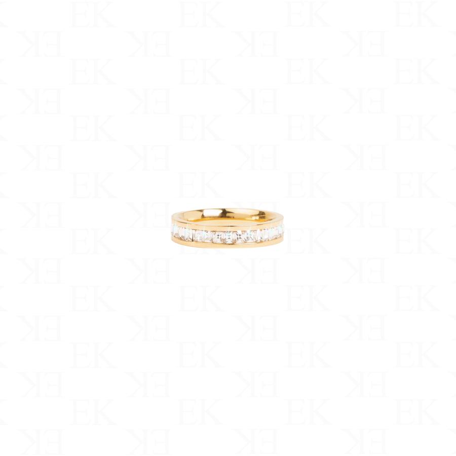 Single Iced Out Band Ring Gold