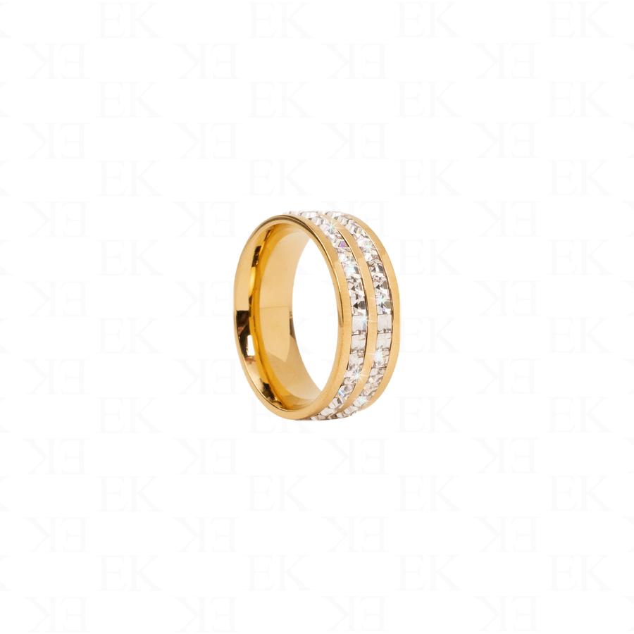 EK | Double Iced Out Band Ring Gold