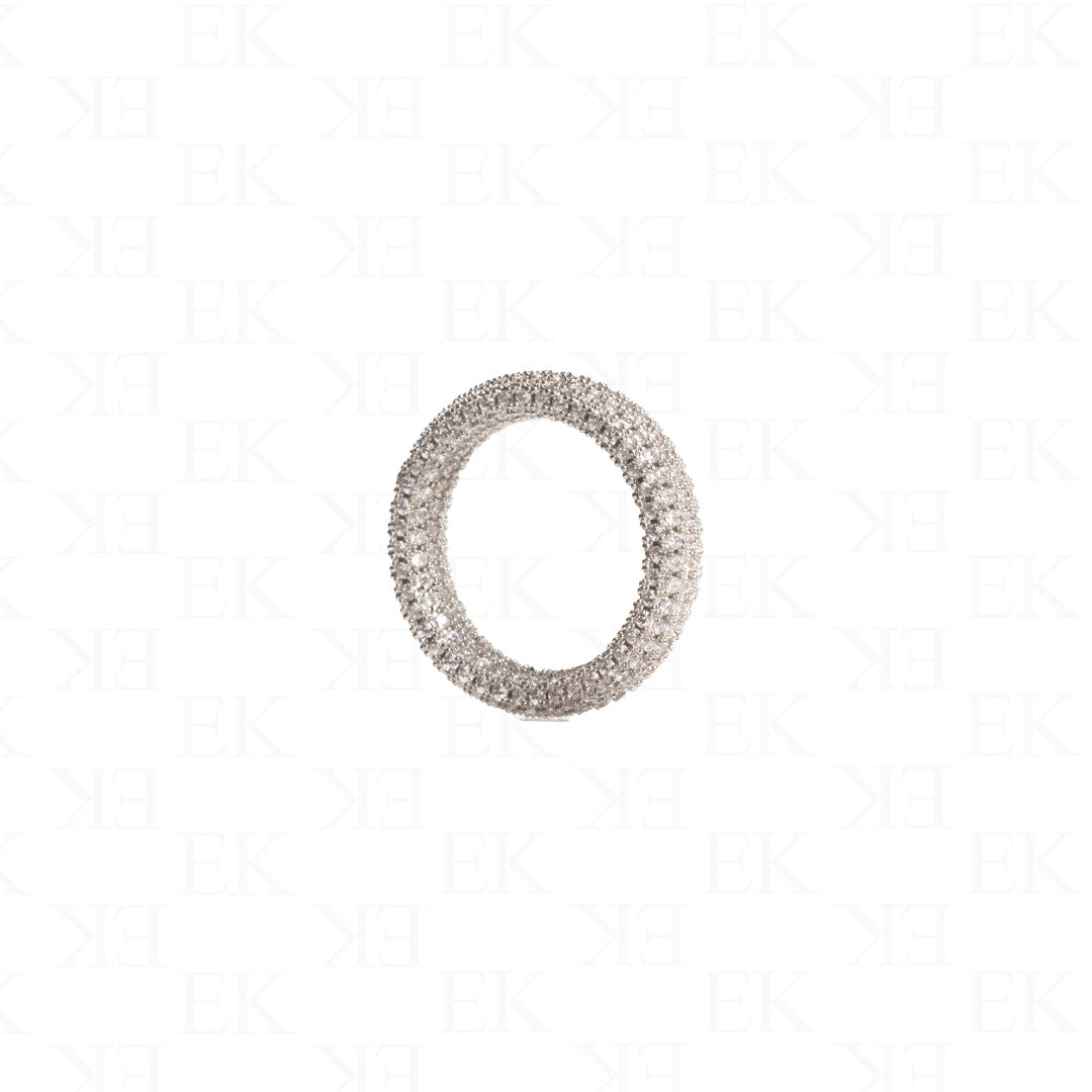 EK | Full Link Iced Out Ring Silver