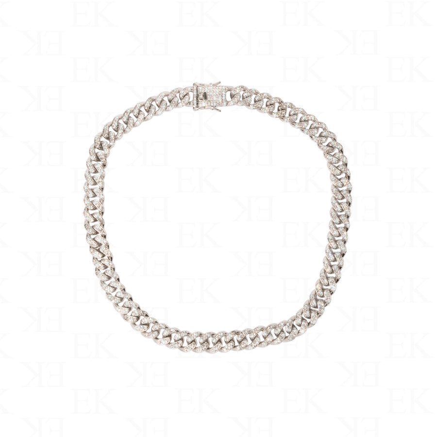 EK | Cuban Link Chain Glass Stone Silver