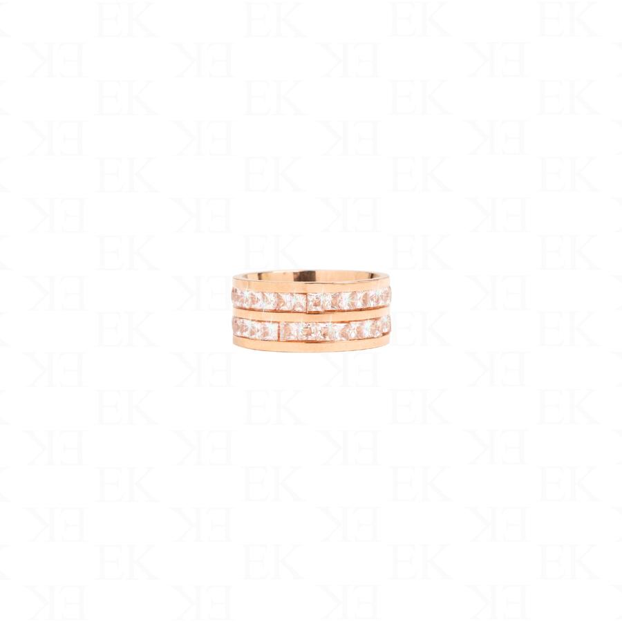 Double Iced Out Band Rose Gold