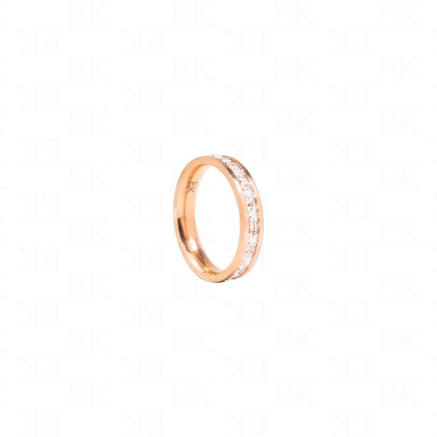 Single Iced Out Band Rose Gold