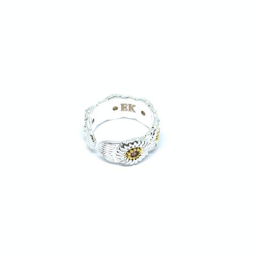 EK | Iced Out Sunflower Ring Silver