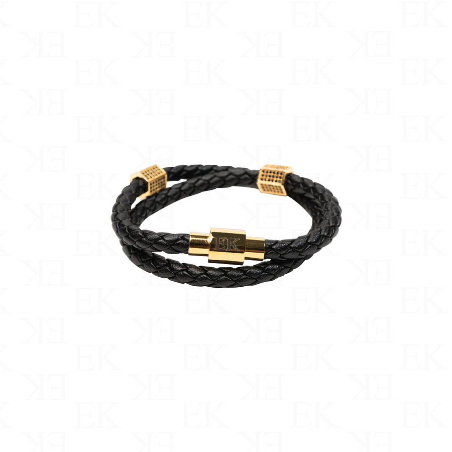 Two Braided Leather Gold